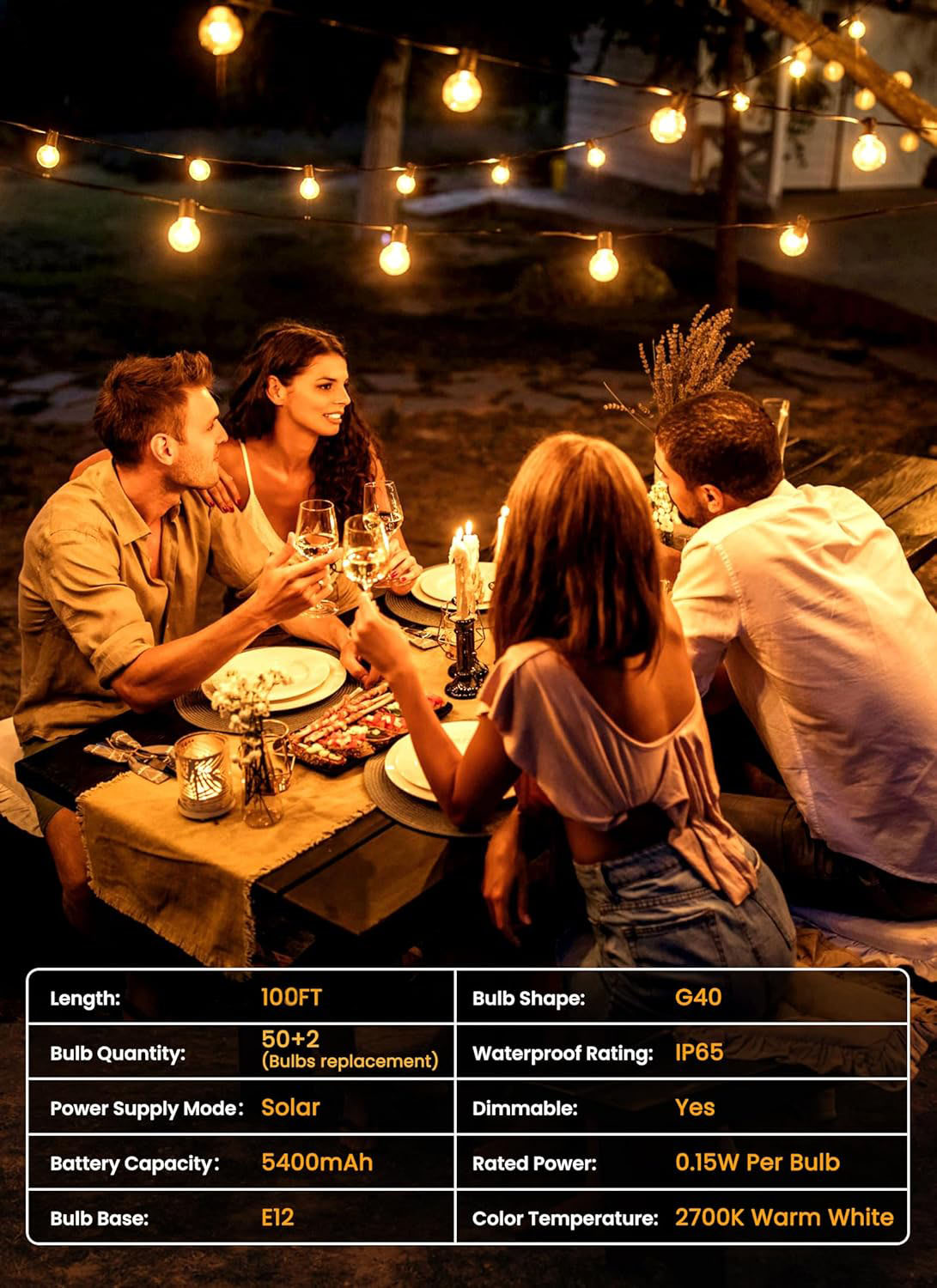 G40 LED bulb solar light string