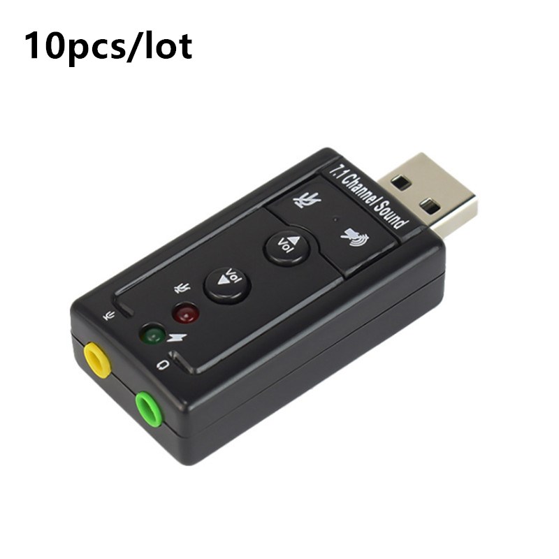 10pcs/lot External USB Sound Card USB2.0 Virtual 7.1 Channel Stereo 3.5mm Headphone Audio Adapter Micphone Sound Card
