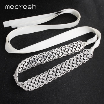 Mecresh Handmade White Pink Ribbon Bridal Dress Belt Women Accessories Rhinestone Satin Bride Belt Sash for Wedding Dress MYD023