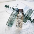 520ml Four Colors Avalible Sports Water Bottle Transparent English Pattern Drinking Bottle Fashion Soda Bottle Outdoor Drinking