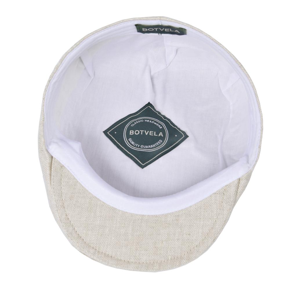 BOTVELA Flat Cap for Men Women Herringbone Linen Newsboy Caps Lightweight Driver Ivy Hat Bakerboy Hats Summer Boina 006