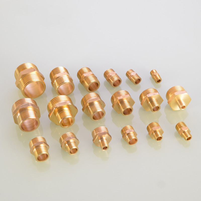 Brass Water pipe fittings 1/8 1/4 3/8 1/2 3/4 thread reducer Connection Adapte Copper Pneumatic Components Plumbing Accessories