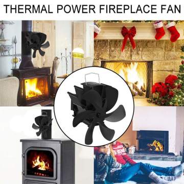 Wall-mount Stove Fan 6 Blade Heat Powered Fireplace Fan Log Wood Burner Ecofan Quiet Stove Fan Home Efficient Heat Distribution