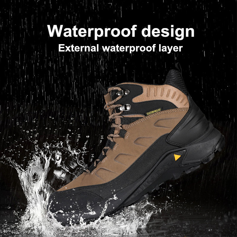 Winter Waterproof Platform Boots Men Safety Work Mens Shoes Leather Brand Designer Lace Up Rubber Motorcycle Ankle Boots Man
