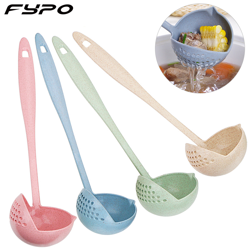 2 in 1 Wheat Straw Soup Spoon Colander Spoon Strainer with Filter Flatware Kitchen Gadget sieve cooking Accessories kitchen tool