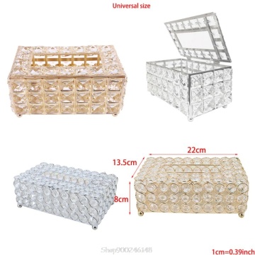 Rectangular Crystal Tissue Box Cover, Decorative Paper Box, Crystal Napkin Holder, Facial Tissue Holder for Bathroom Dropship