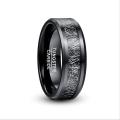 Black Silver Color Inlaid Imitation Vermiculite Tungsten Steel Ring Black Finger Ring For Men's Business Wedding Party Jewelry