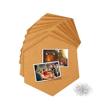 8pcs Hexagon Cork Boards Photo Wall Message Boards Self-Adhesive Background Wall Bulletin Wall Stickers (Brown)