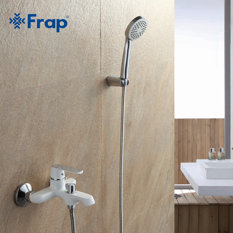 FRAP white bathroom fixture waterfall restroom bath shower faucets set wall mounted bathtub rain shower faucet mixer set F3231
