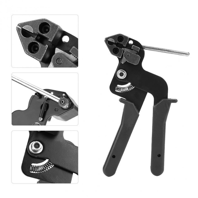 Stainless Steel Cable Tie Gun Plier Automatic Adjustable Tensioner Fastening Tightening Cutting Tool 12mm Width 0.3mm Thickness