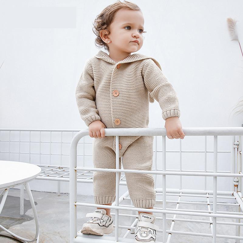 Baby Romper Christmas Knitted Baby Clothes Newborn Toddler Boys Girls Clothes Baby Costume 100% Cotton Infant Jumpsuit Hooded