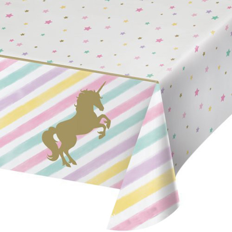 130*220cm Lovely Gold Unicorn Tablecloth Table cover for Birthday wedding Event Party Supplies&Decor Baby Shower party Favors