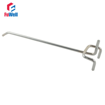 20pcs 100mm Length 25mm Hole Pitch Supermarket Pegboard Hook Shelf Hole Plate 3.3mm Wire Dia. Display Hooks