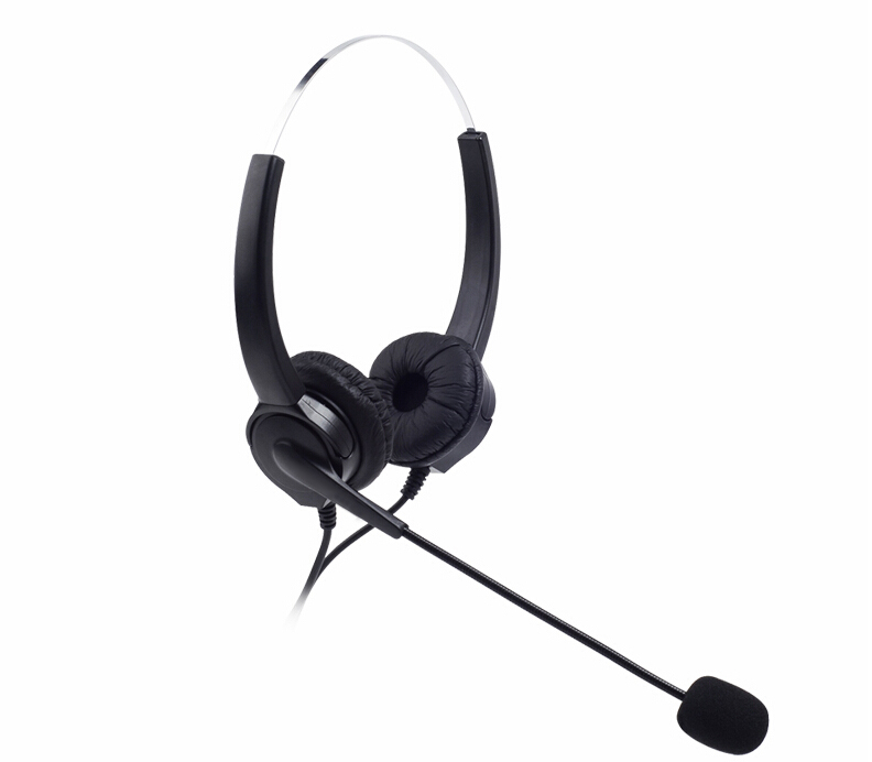 Corded Binaural Telephone Headset, Hands-Free Noise Cancelling 4-Pin RJ9 Telephone Headset for Call Center and Telemarketing