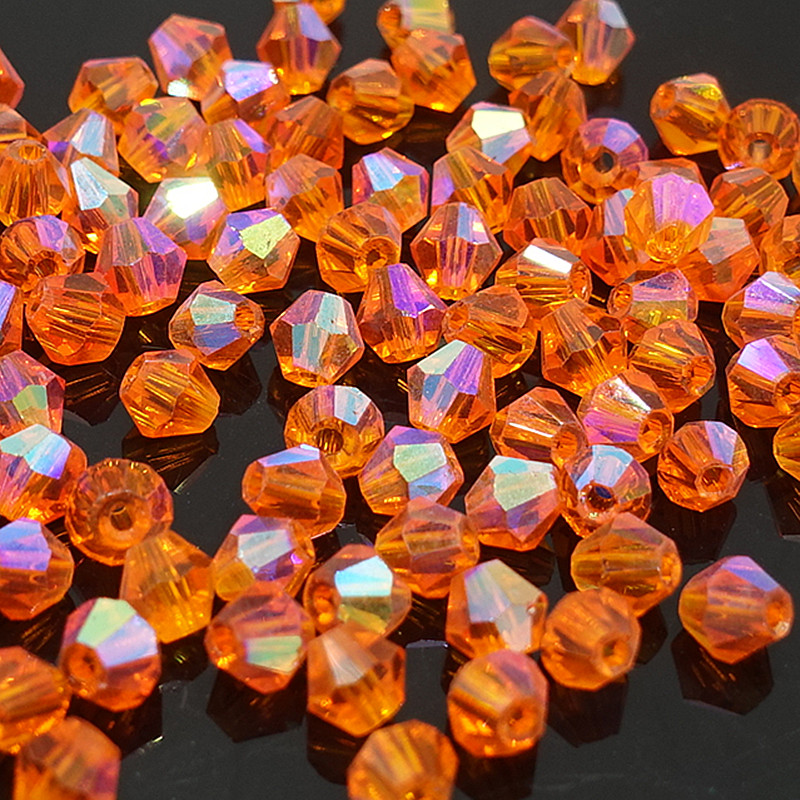 Hot Orange half AB bicone crystal glass 5301 # loose spacer Beads DIY 3mm4mm6mm