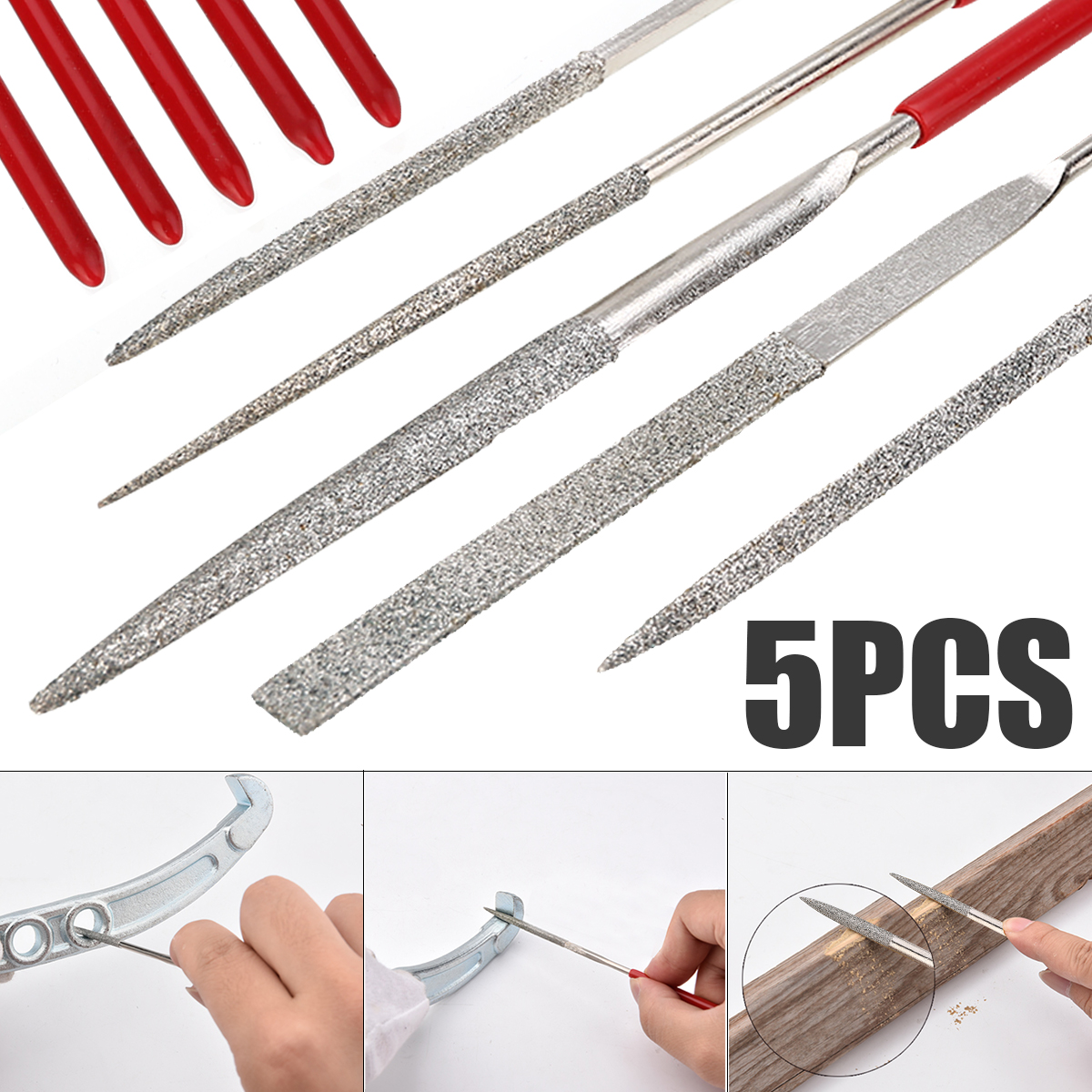 140mm 5pcs Wood Rasp Carving Needle Files Mini Metal Needle File Set Hand Tool for DIY Wood Fixing Carving Reparing Cutting