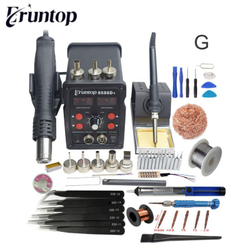 New Eruntop 8586D+ Double Digital Display Electric Soldering Irons +Hot Air Gun SMD Rework Station Upgraded from 8586