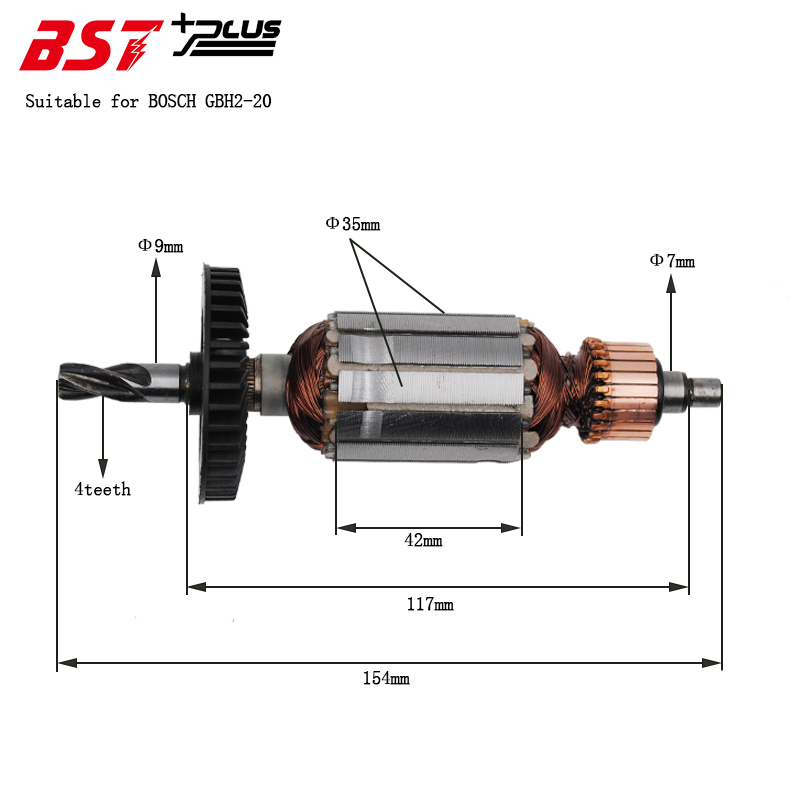 Rotor/Armature For BOSCH GBH2-20 Rotary Hammer AC220V-240V
