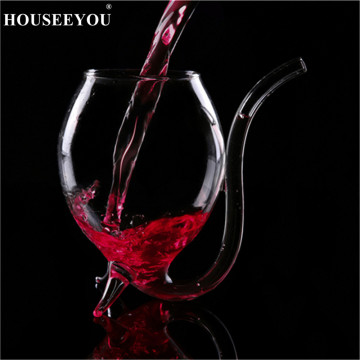 HOUSEEYOU Creative 300ML 2Pcs Devil Red Wine Glass Transparent Cup Mug With Built in Drinking Tube Straw Water Cup for Home Bar