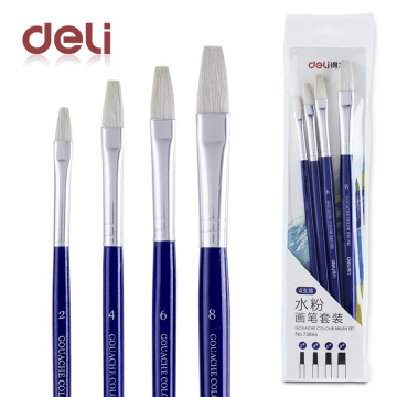 Deli 4pcs gouache paint brush pen set quality wood wool for school drawing brushes for watercolor acrylic oil art supplies gifts