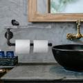 Industrial Toilet Paper Holder with Grey Wood Shelf