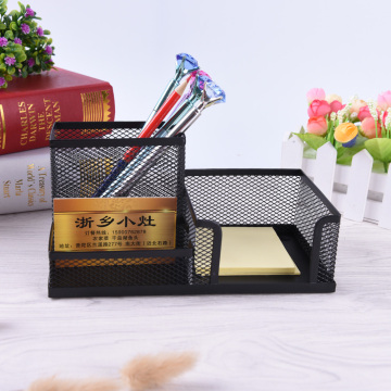 1 Pcs Pen Holders Affordable Students Office Desk 3 Compartments Metal Pen Container Black School Stationery Desk Organizer