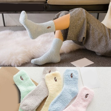 Embroidery CAT Deer Thicken women socks Lovely Plush Warm Sleep ladies girl Socks hosiery Winter Soft Home Accessories Sox Gifts