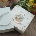 18.5*18.5*6cm 3set Blue Rabbit In Balloon Design Paper Box + Bag As Baby Shower Birthday Wedding Gift Packaging Use