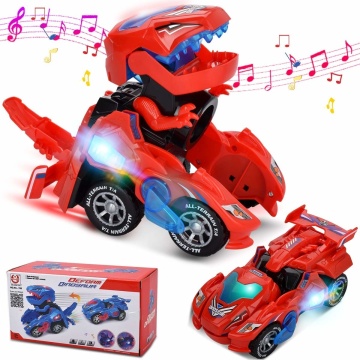 2019 New Animal 3D Transforming Dinosaur Car Toy For BoysPlastic Battery LED Car With Light Sound For Children Kids Birthday Toy