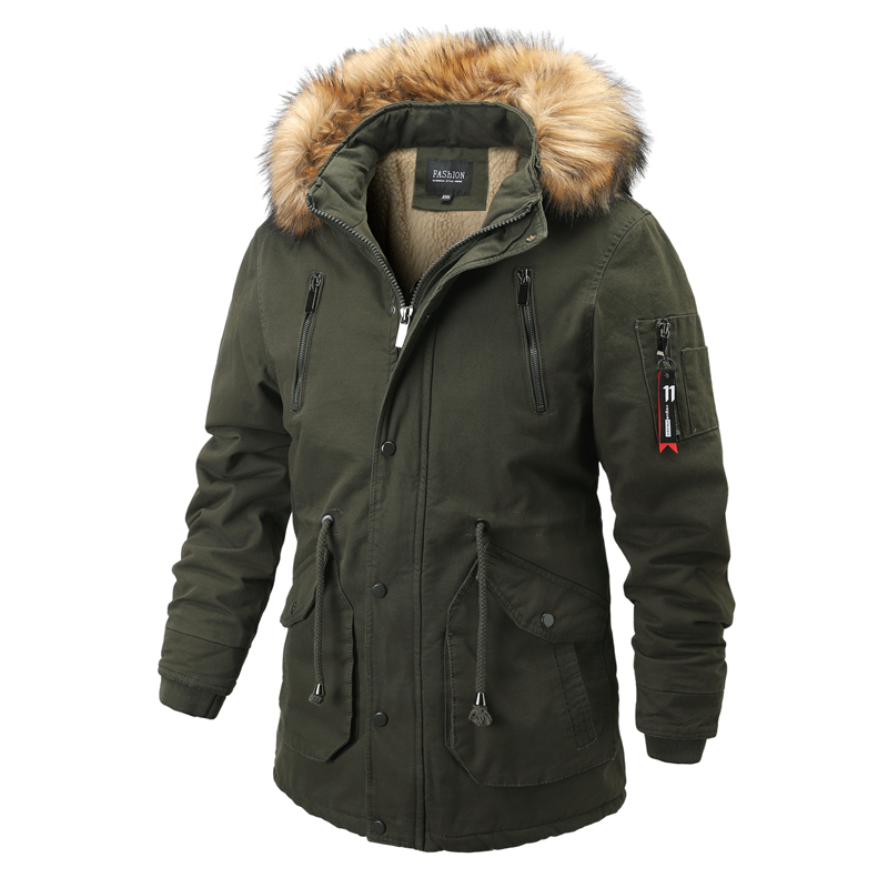 Fur Collar Hooded Men Winter Jacket 2021 New Fashion Warm Wool Liner Man Jacket and Coat Hat Detachable Windproof Male Parkas