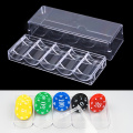 Poker Chips Set Box Poker Acrylic Fine Chips Transparent Box Casino Game Tray Chips Case With Covers Poker Chips