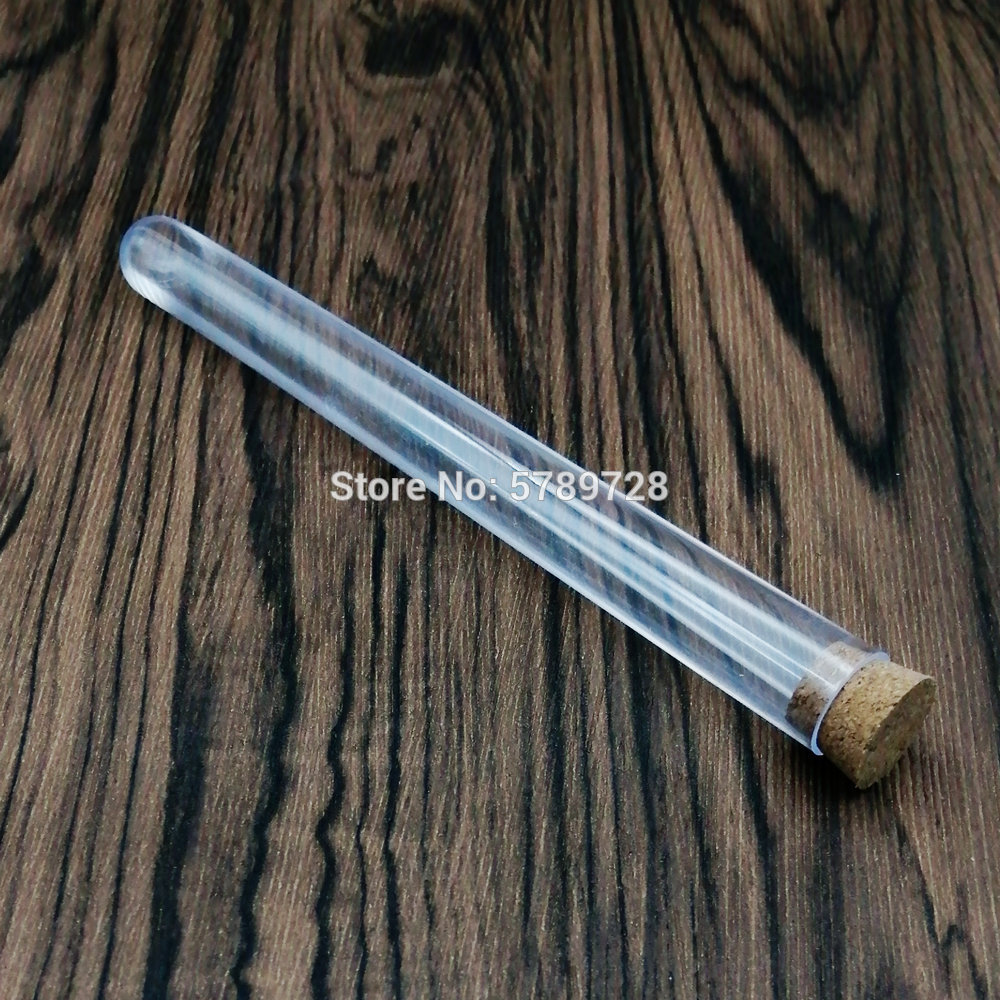 60Pcs 15x150mm School Lab Supplies,Clear Plastic Test Tubes Vials With Corks Caps Wedding Favor Gift Tube