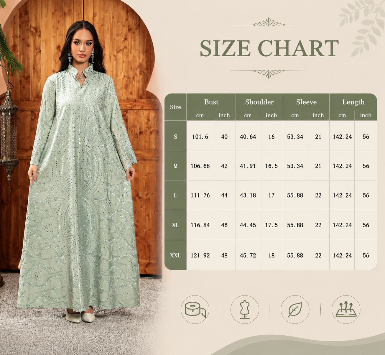 Sequin Embroidered Jalabiya V Neck Dress