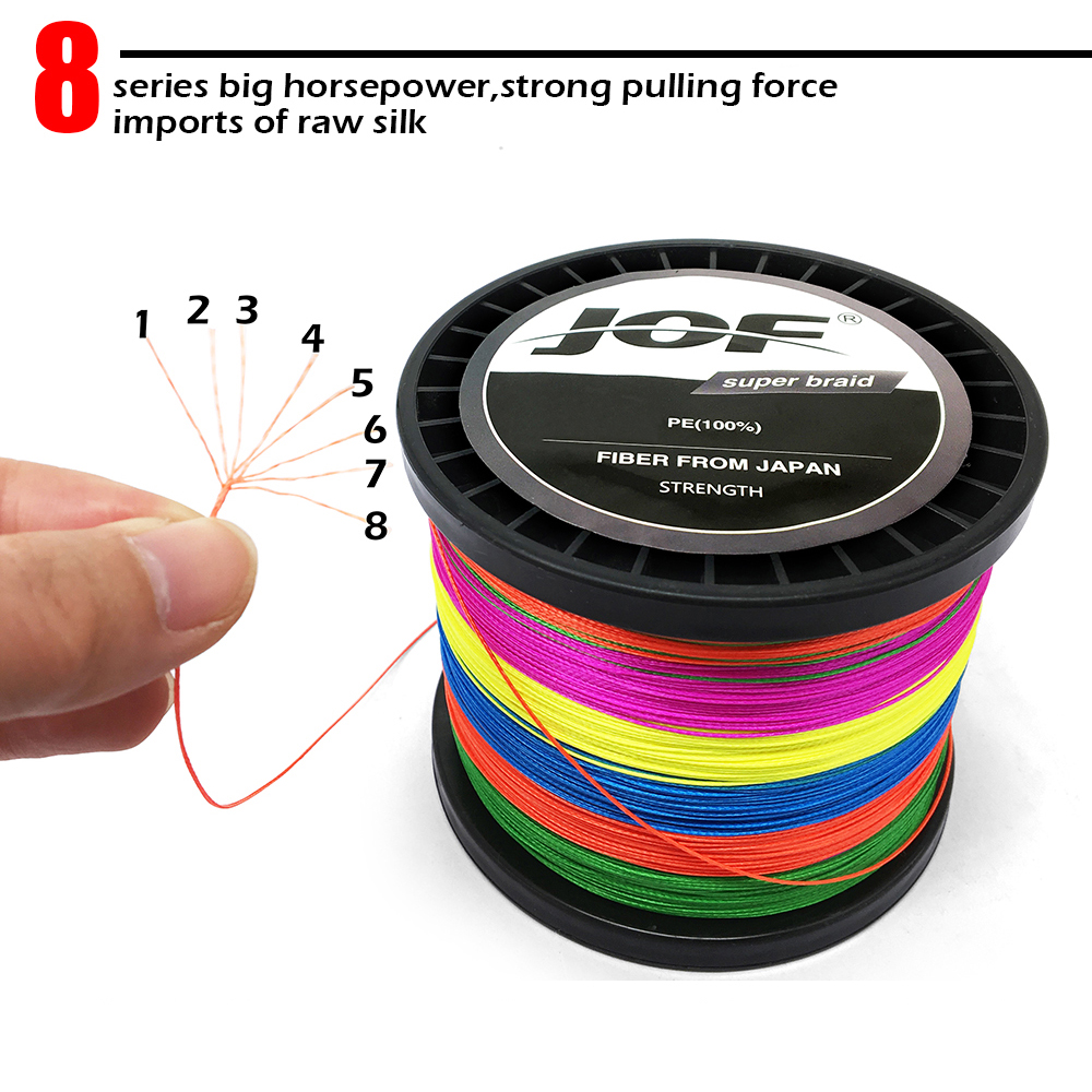 JOF 100M 300M 500M 1000M Strands 22-88LB PE Braided Fishing Wire Multifilament Super Strong Fishing Line Japan Multicoloth