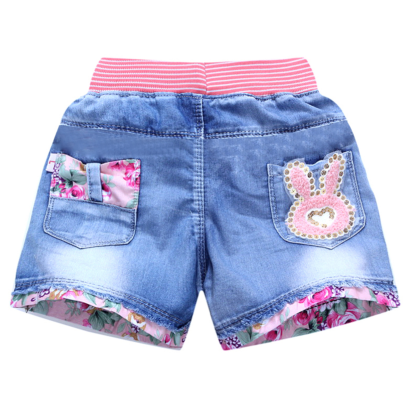 New Summer Kids Short Denim Shorts For Girls Fashion Girl Short Princess Jeans Children Pants Girls Shorts Flower Girls Clothing