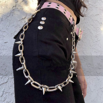 New Punk Hip-hop Trendy leather Belts Waist Chain Male Pants Chain Men women Jeans Silver Color Metal Clothing Accessories
