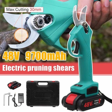 48V 30mm Electric Pruning Shears Cordless Secateur Rechargeable Pruning Scissors Pruners Garden Cutting Tools With 1x Battery