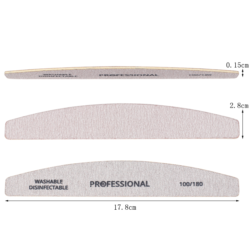 100pcs Wooden Sandpaper Nail File 100/180 Professional Manicure Buffer Grey Boat Pedicure Double-sided Wood Buffers Nail Supply