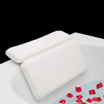 1pcs Suction Cup Anti-Slip Spa Bath Pillow PU Waterproof Sponge Bath Pillow Bathtub Cushion Bathroom House Shower Pillow White