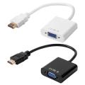 HDMI to VGA Adapter Wire Support Hot Swap Gold Plated 1080P Male to Female Converter Audio Video Cable Support HDCP 1.0/1.1/1.2