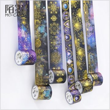 Gold Foil stamping Magic universe starry sky Interstellar orbit Decoration Planner Washi Tape DIY Diary Scrapbook Masking Tape
