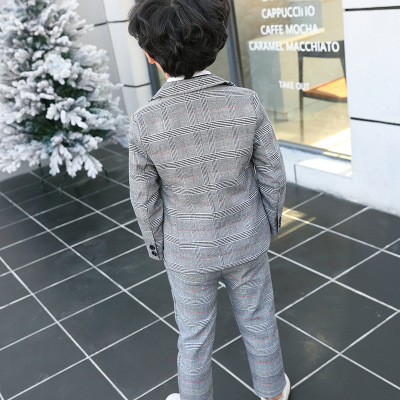 Baby Boys Blazer Suit Kids Boys Plaid Jacket+pants 2pcs Sets Children's Clothing Boys Gentleman Set Kids Boys Wedding Costume