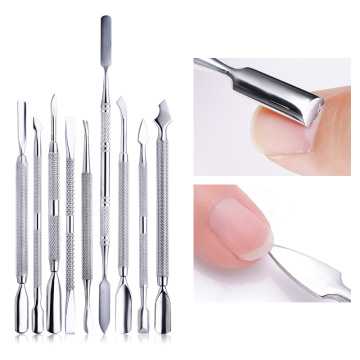 1 Pcs Dual-end UV Gel Nail Remover Cuticle Pusher Cleaner Tools Steel Finger Dead Skin Remover Trimmer Nail Care Pedicure Tool