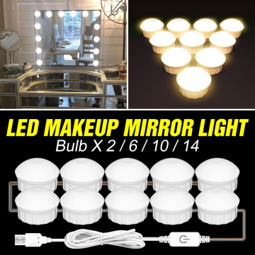 USB Makeup Table Mirror Light LED Bulb Hollywood Vanity Makeup Lamp Bulb DC 12V Dressing Room Cosmetic Light 2 6 10 14 Bulbs