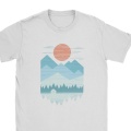 Cabin in The Snow T-Shirt Men Mountains Wilderness Hiking Tops T Shirt Trekking Outdoors Camping Novelty Tees O Neck