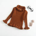 Baby Girls Sweaters Solid Ruffles Kids Basic Sweater Spring Autumn Turtleneck Infant Knitted Pullovers Tops RT045