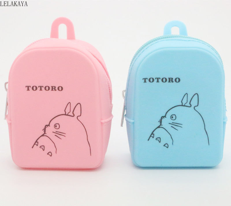 10*7cm Cartoon cute Totoro Mini Schoolbag Coin Purse Action Figure Rubber Wallet Pouch Small Bag doll toys gift for boys girls