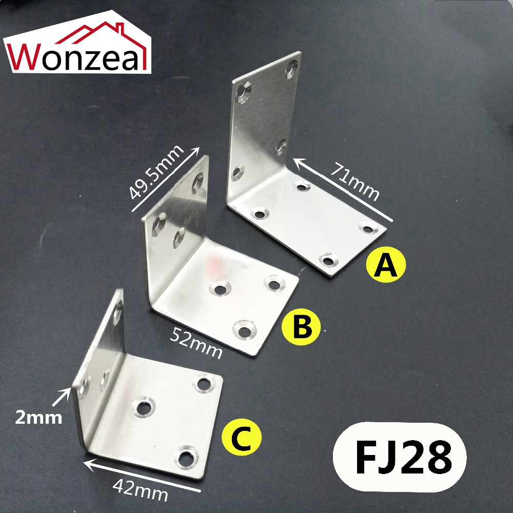 Square shape 90 Degree Stainless Steel Angle Corner Brackets Fasteners Protector Corner Stand Supporting Furniture Hardware