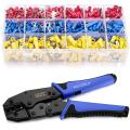 Wire Terminals Crimping Tool,Insulated Ratcheting Terminals Crimper Kit of AWG22-10 with 800PCS Insulated Butt Bullet Spade Fork