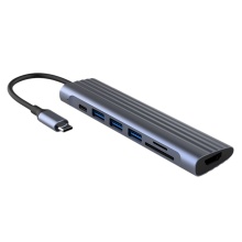 7 in 1 USB C HUB, Docking Station Includes 1XSD + 1XTF + 3X USB 3.0 + 1XPD + 1XHDMI for PC Laptop